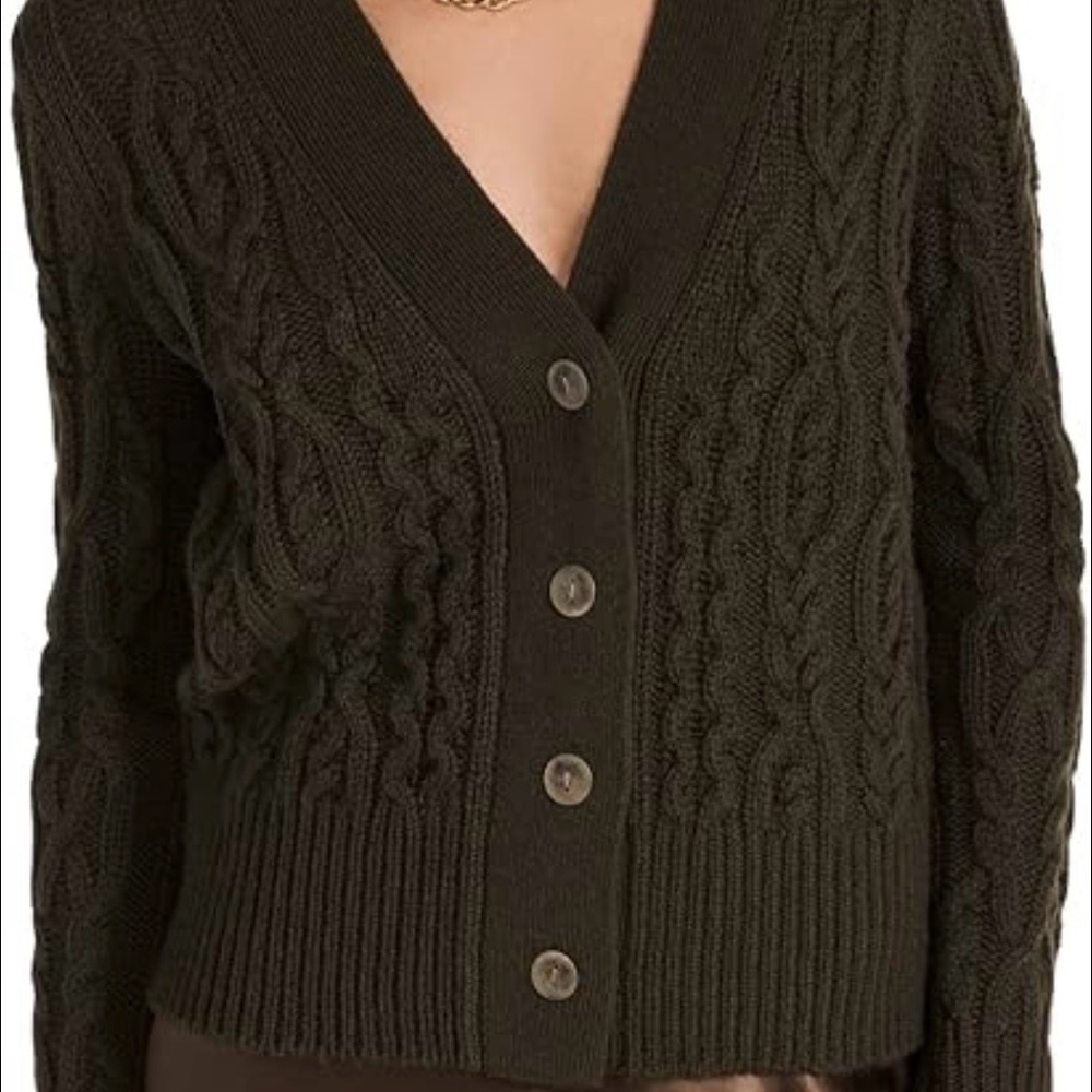 NWT Vince Cable Knit Cardigan Sweater -  Green